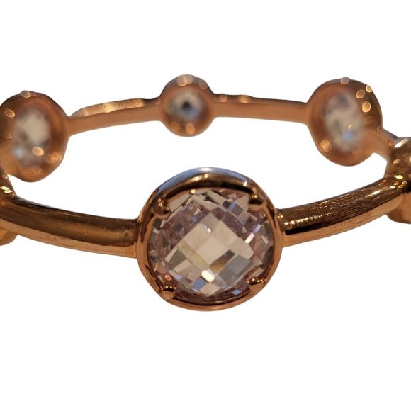 Lauren G Adams Gold Tone Bangle Bracelet with Rhinestone Accents - Picture 2 of 4